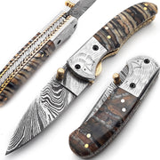 Custom Handmade Folding Knife  (Woolly Mammoth Handle)