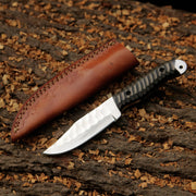 Handmade Damascus Fixed Blade Knife(Wood Handle)