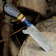 Handmade Damascus Fixed Blade Knife(Camel Bone & Wood Handle)