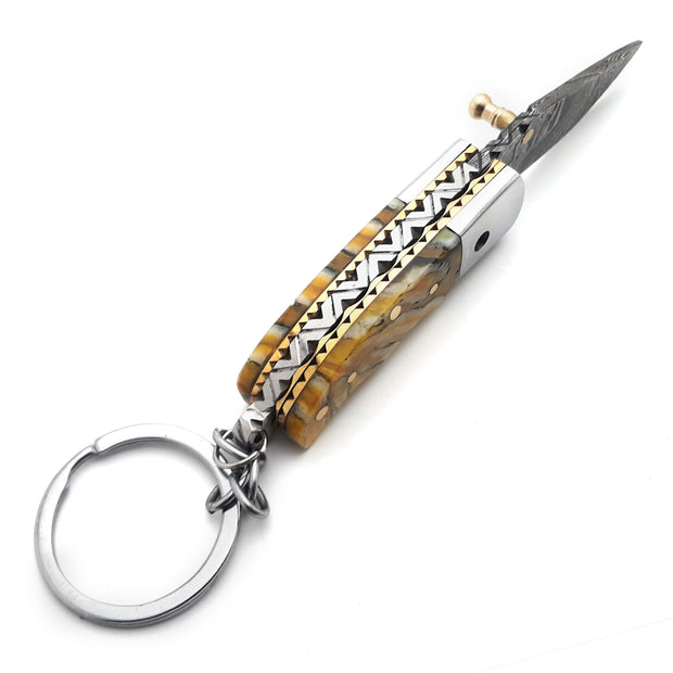 Fold Over Key Chain Custom Handmade Folding Tool Key Chain (Woolly Mammoth Handle) – Evo ...