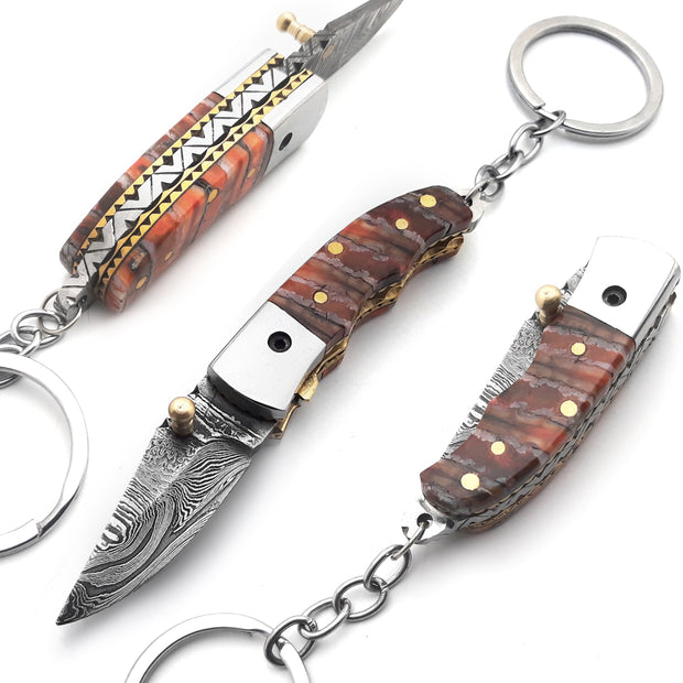 Fold Over Key Chain Custom Handmade Folding Tool Key Chain (Woolly Mammoth Handle) – Evo ...