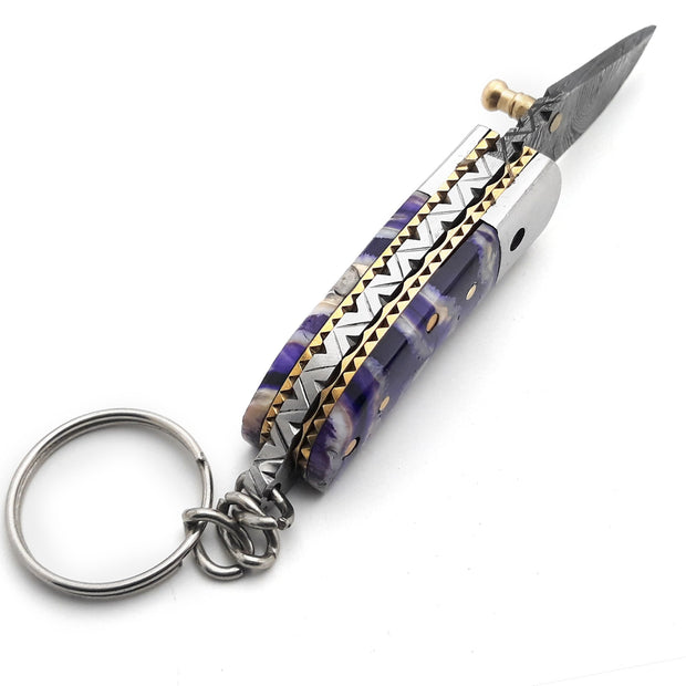 Fold Over Key Chain Custom Handmade Folding Tool Key Chain (Woolly Mammoth Handle) – Evo ...