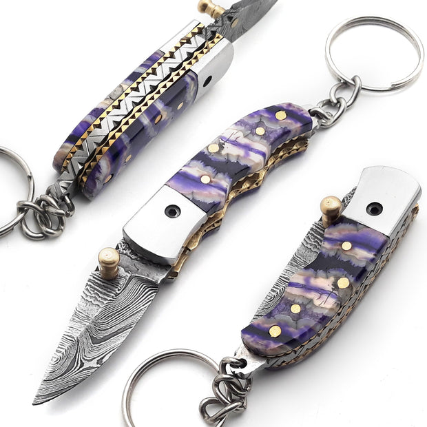 Fold Over Key Chain Custom Handmade Folding Tool Key Chain (Woolly Mammoth Handle) – Evo ...