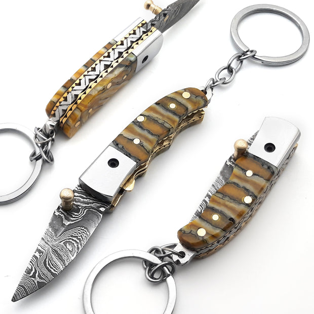 Fold Over Key Chain Custom Handmade Folding Tool Key Chain (Woolly Mammoth Handle) – Evo ...
